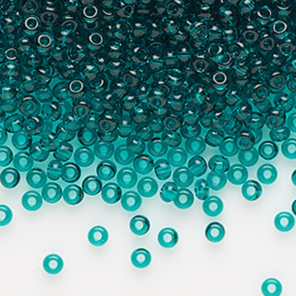 5/$15 Seed Bead Czech Glass Transparent Teal Tube